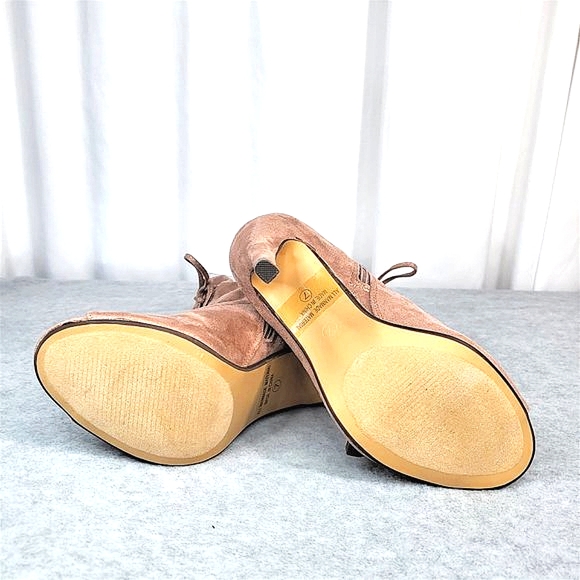 Mauve Drawstring Open Toe High Heel Ankle Boots - Picture 5 of 5